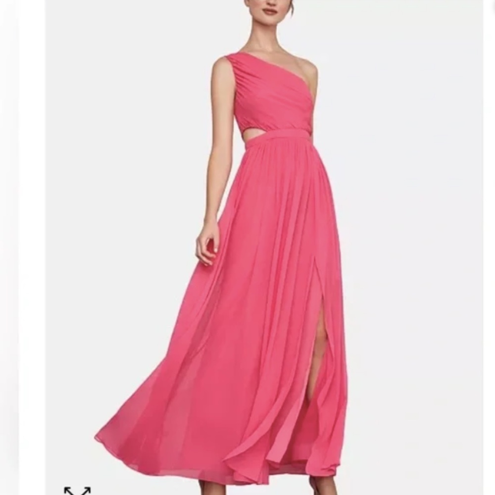 NWOT BCBG MaxAzria Pink One-Shoulder Cut-Out Gown